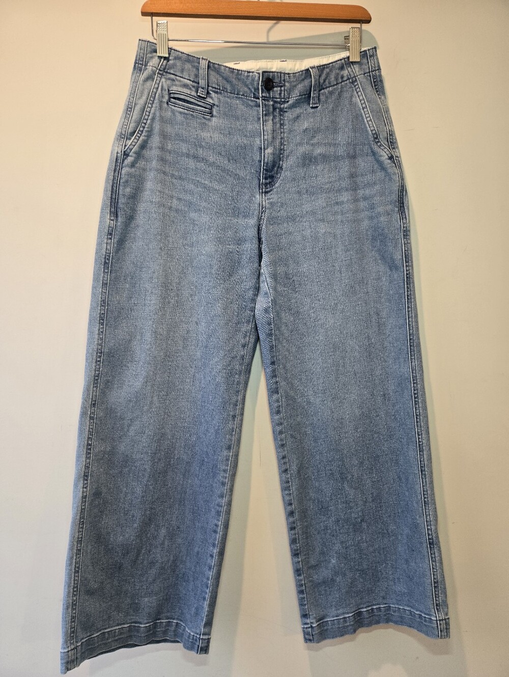 Lands' End Wide Leg Jeans Women's 6 Mid Rise Trousers Relaxed Casual Loose Fit